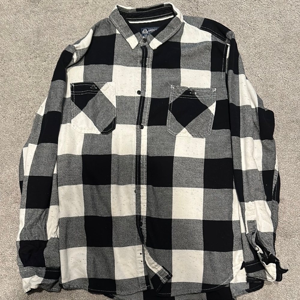 Black and White Plaid Button-Up Shirt